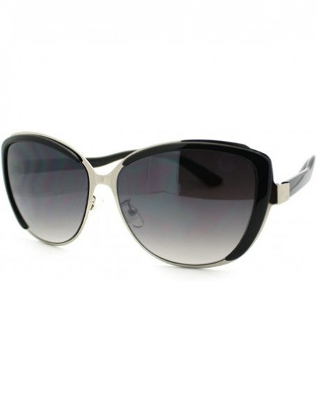 Round Oversized Round Butterfly Sunglasses Women's Eyewear - Black - CG11QSJM2XH $10.15