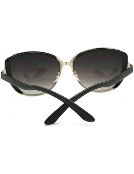 Round Oversized Round Butterfly Sunglasses Women's Eyewear - Black - CG11QSJM2XH $10.15