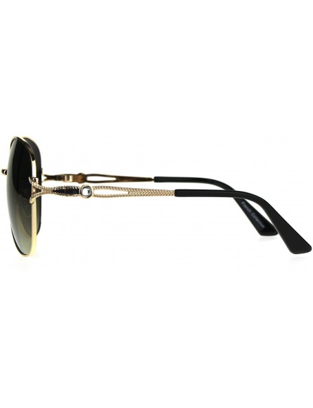 Oversized Womens Rhinestone Jewel Bling Diva Metal Butterfly Sunglasses - Gold Green Smoke - CA187AXTA5R $14.55