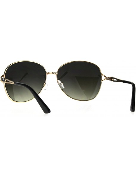 Oversized Womens Rhinestone Jewel Bling Diva Metal Butterfly Sunglasses - Gold Green Smoke - CA187AXTA5R $14.55