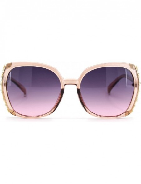 Oversized Womens Rhinestone Bling Metal Web Designer Fashion Sunglasses - Pink Purple Pink - CW18UCLIRSZ $14.96