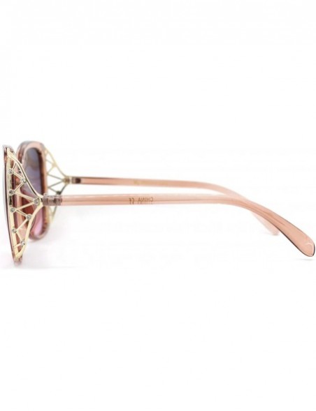 Oversized Womens Rhinestone Bling Metal Web Designer Fashion Sunglasses - Pink Purple Pink - CW18UCLIRSZ $14.96