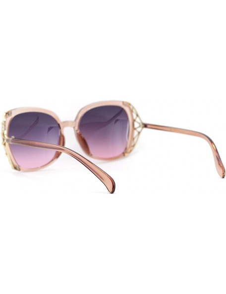 Oversized Womens Rhinestone Bling Metal Web Designer Fashion Sunglasses - Pink Purple Pink - CW18UCLIRSZ $14.96