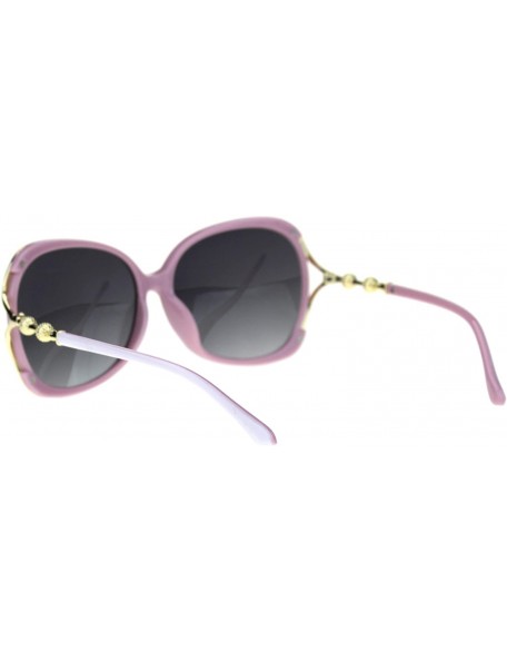 Oversized Polarized Lens Metal Ball Bling Chain Oversize Diva Butterfly Sunglasses - White Pink Smoke - C518TWHG0A6 $16.32