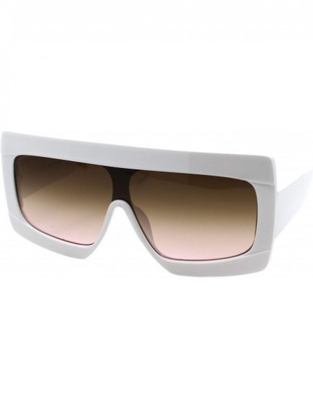 Oversized Super Oversized Sunglasses Futuristic Flat Top Shield Square Shades UV 400 - White (Brown Pink) - CX193994L68 $12.31