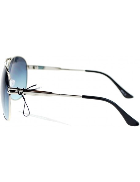 Square Square Aviator Sunglasses Unisex Fashion Racer Aviators Silver - Silver Black - CF124G46QKF $8.62