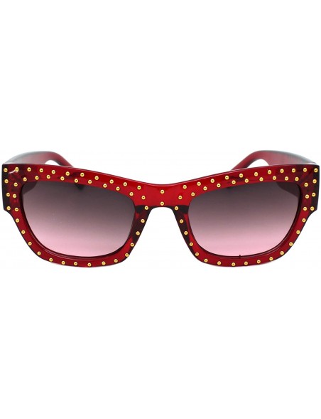 Rectangular Gold Studded Sunglasses Womens Chic Designer Style Rectangular Shades UV400 - Red (Burgundy Smoke) - CA18XY5AS6R ...