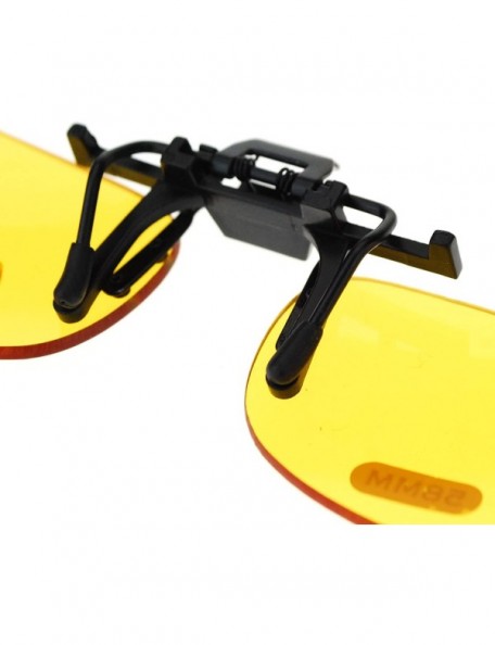 Rectangular Unisex Retro 31mm x 58mm Clip On Night Driving Yellow Lens Sunglasses Black - C711TOO70ZD $11.57