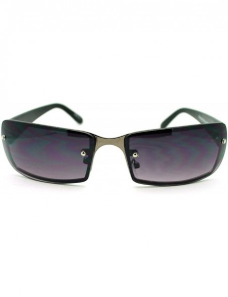 Rectangular Small Narrow Rectangular Rimless Fashion Unisex Sunglasses - Black - CT187QWN3IT $9.99