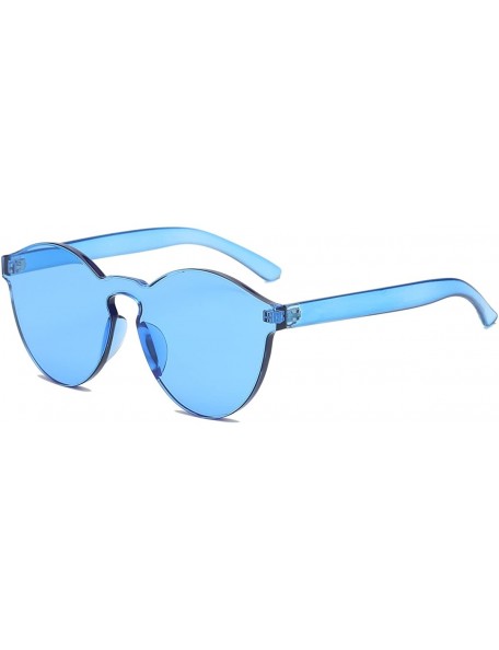 Oversized Fashion Party Rimless Sunglasses Transparent Candy Color Eyewear LK1737 - Blue - C9186X7LYY0 $12.48