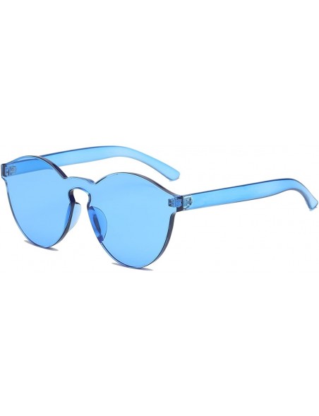 Oversized Fashion Party Rimless Sunglasses Transparent Candy Color Eyewear LK1737 - Blue - C9186X7LYY0 $12.48