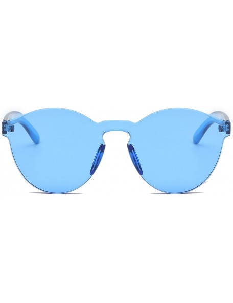 Oversized Fashion Party Rimless Sunglasses Transparent Candy Color Eyewear LK1737 - Blue - C9186X7LYY0 $12.48