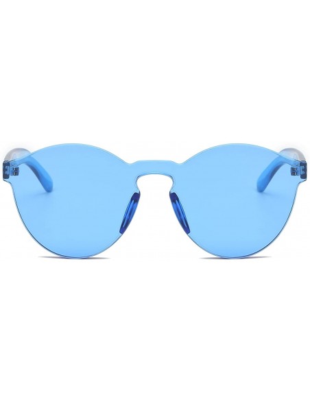 Oversized Fashion Party Rimless Sunglasses Transparent Candy Color Eyewear LK1737 - Blue - C9186X7LYY0 $12.48