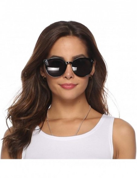 Oversized Fashion Design Oversized Round Women Sunglasses UV400 B2463 - Black - CZ18M9DRU3L $16.44