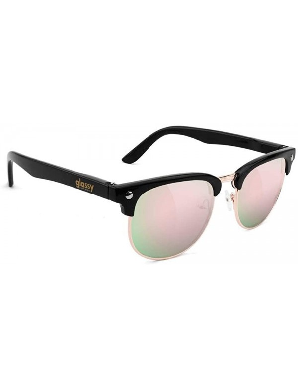 Round Morrison Half Rim Sunglasses - Black/Pink - CF18CHI4H5L $14.04