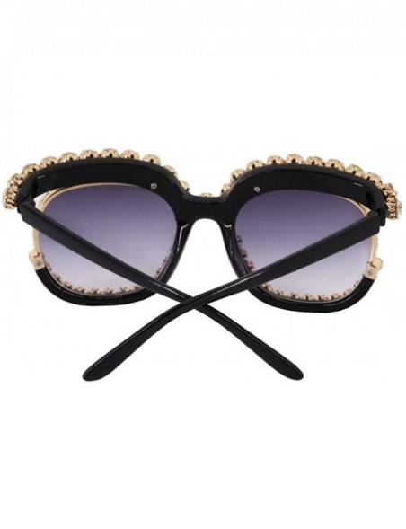 Square Oversized Rhinestone Aviator Sunglasses for Women Diamond Shades - Grey Lens/Colorful Rhinestone - C018XS9K55R $13.62