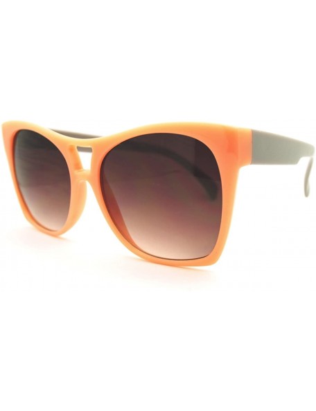 Square Celebrity Fashion Oversized Sunglasses Unique Square Frame - Peach - C711FSFDZID $12.21