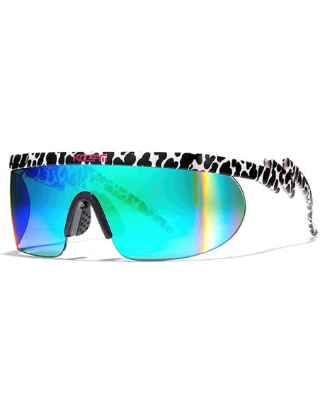 Sport Wrap Around Sport Sunglasses for men women Semi Rimless Lens Retro Rainbow Mirrored Lens UV400 Protection - 4 - CA1983W...