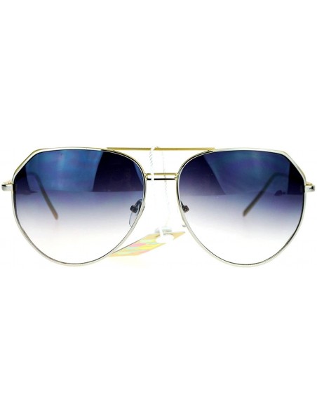 Oversized Oversized Aviator Sunglasses Angled Metal Frame Unisex Design - Silver Gold - CL12B068637 $10.58