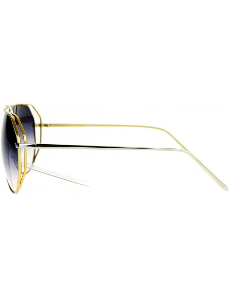 Oversized Oversized Aviator Sunglasses Angled Metal Frame Unisex Design - Silver Gold - CL12B068637 $10.58