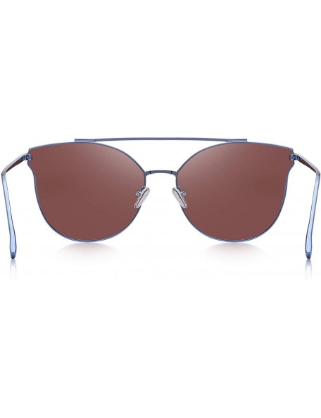 Rimless Fashion Women Cat Eye Sunglasses Coating Mirror Lens Sun glasses UV400 S7882 - Blue - C917YDEDH40 $10.46