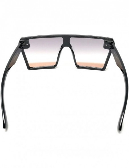 Rectangular Womens Flat Top Oversize Square Frame Gradient Lens Sunglasses - Black- Smoke Orange Gradient - CL195CR4H5Y $9.96