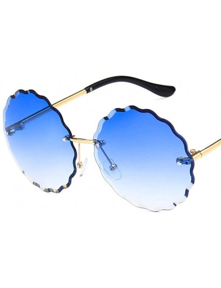 Round Unisex Sunglasses Retro Pink Drive Holiday Round Non-Polarized UV400 - Blue - CU18RLIYICD $12.36