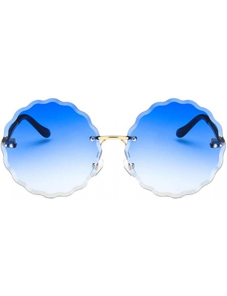 Round Unisex Sunglasses Retro Pink Drive Holiday Round Non-Polarized UV400 - Blue - CU18RLIYICD $12.36