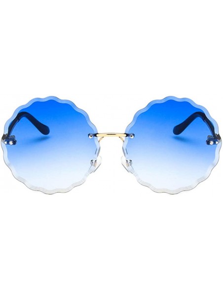 Round Unisex Sunglasses Retro Pink Drive Holiday Round Non-Polarized UV400 - Blue - CU18RLIYICD $12.36