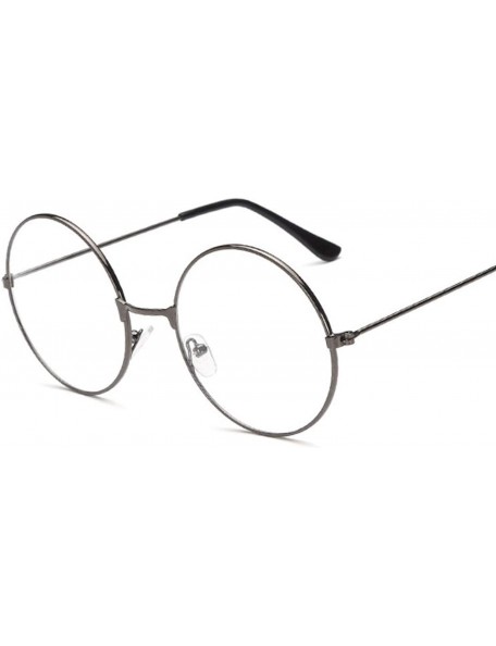 Round Unisex Fashion Classic Gold Metal Frame Glasses Women Classical Vintage Style Optical Round Reading - Gun - CK197Y6NHSE...