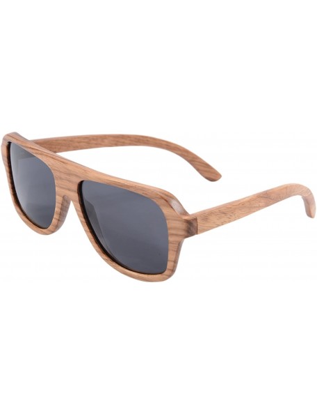 Oversized Wooden Sunglasses Oversized Retro Eyeglasses Wood Frame Polarized with Case- Z6043 (small zebra- smoke) - CB126QOE7...