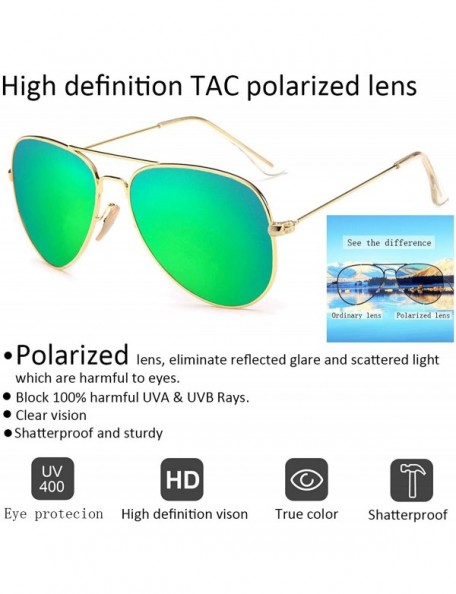 Aviator Polarized Aviator Sunglasses for Women and Men - Gold Frame/Green Lens - CI12NDY6EZR $15.64