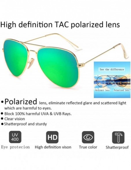 Aviator Polarized Aviator Sunglasses for Women and Men - Gold Frame/Green Lens - CI12NDY6EZR $15.64