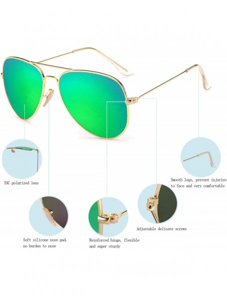 Aviator Polarized Aviator Sunglasses for Women and Men - Gold Frame/Green Lens - CI12NDY6EZR $15.64