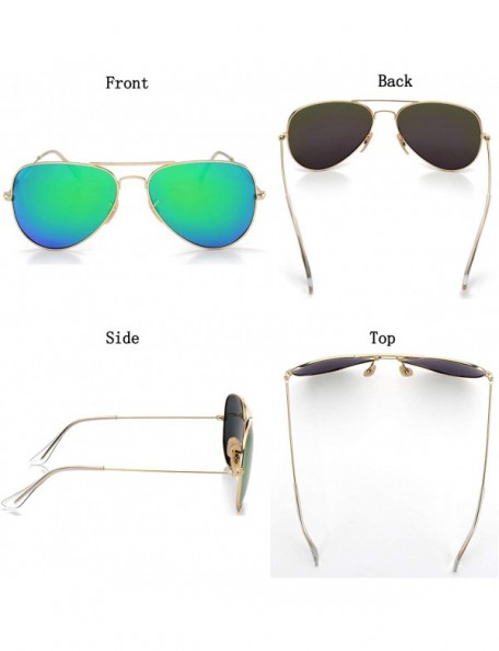 Aviator Polarized Aviator Sunglasses for Women and Men - Gold Frame/Green Lens - CI12NDY6EZR $15.64