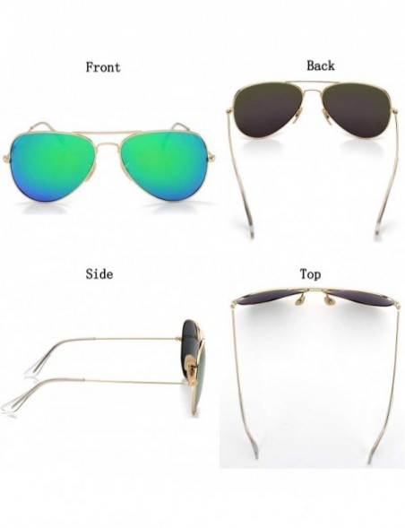 Aviator Polarized Aviator Sunglasses for Women and Men - Gold Frame/Green Lens - CI12NDY6EZR $15.64