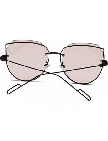 Cat Eye Men's and women's fashion retro cat's eye iron frame sunglasses sunglasses prom mirror party travel - Brown - CS18T4L...