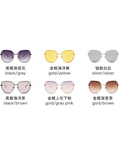 Cat Eye Men's and women's fashion retro cat's eye iron frame sunglasses sunglasses prom mirror party travel - Brown - CS18T4L...