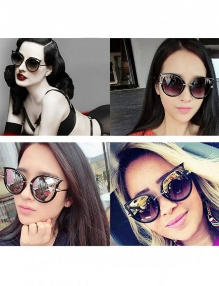 Cat Eye Retro Metal Frame Cat Eye Sunglasses for Women oculos de grau Femininos - Us02-a02 Black - CQ12ISFCLY3 $22.12