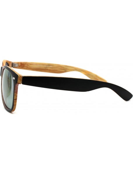 Rectangular Mens Spectrum Color Mirror Hipster Horn Rim Woodgrain Sunglasses - Black Light Wood Purple Mirror - C418ZWQ5U7E $...