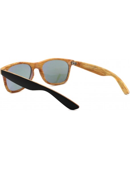 Rectangular Mens Spectrum Color Mirror Hipster Horn Rim Woodgrain Sunglasses - Black Light Wood Purple Mirror - C418ZWQ5U7E $...