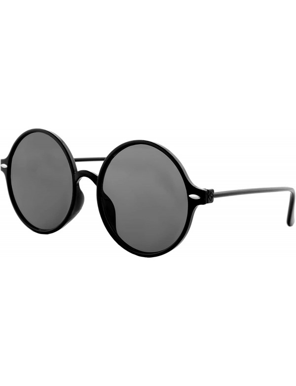 Oversized Sunglasses for Women Classic Mirror Lens Oversized Inspired Round - Black Frame/ Black Lens - CN18HR9I4KX $7.87