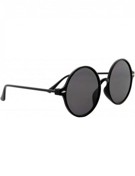 Oversized Sunglasses for Women Classic Mirror Lens Oversized Inspired Round - Black Frame/ Black Lens - CN18HR9I4KX $7.87