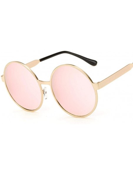 Round 2019 Round Sunglasses Women Brand Designer Metal Female Pink Mirror Sun 4 - 2 - C118YLYW33G $9.81