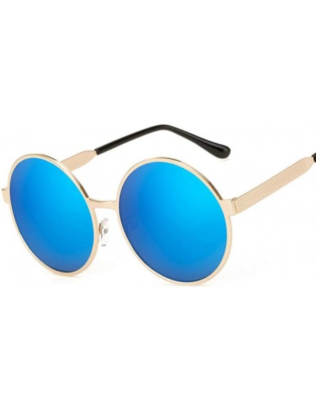 Round 2019 Round Sunglasses Women Brand Designer Metal Female Pink Mirror Sun 4 - 2 - C118YLYW33G $9.81