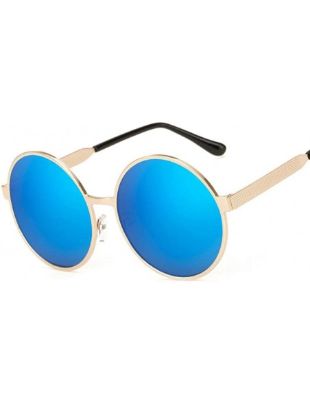 Round 2019 Round Sunglasses Women Brand Designer Metal Female Pink Mirror Sun 4 - 2 - C118YLYW33G $9.81