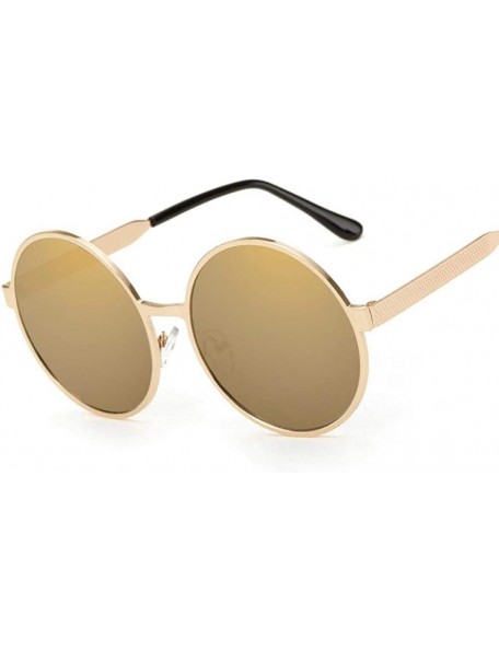 Round 2019 Round Sunglasses Women Brand Designer Metal Female Pink Mirror Sun 4 - 2 - C118YLYW33G $9.81