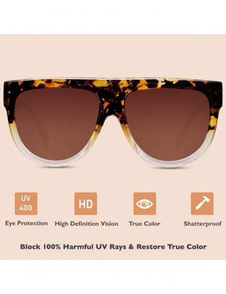 Aviator Fashion Designer Women Sunglasses Oversized Flat Top Square Frame Retro Gradient Lens MOS9 - CD17YK5M309 $12.99