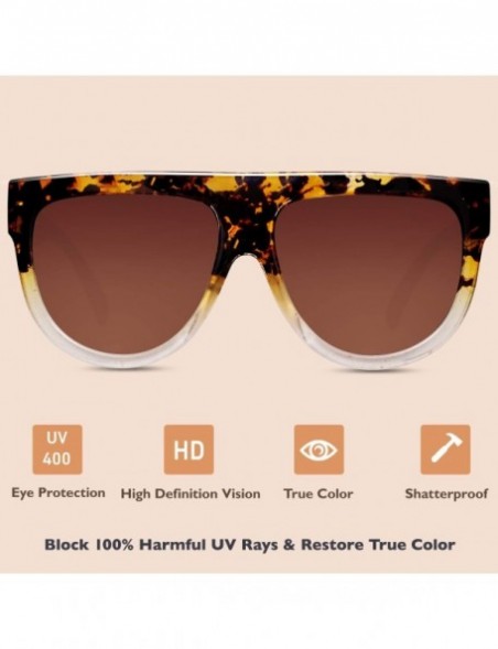 Aviator Fashion Designer Women Sunglasses Oversized Flat Top Square Frame Retro Gradient Lens MOS9 - CD17YK5M309 $12.99