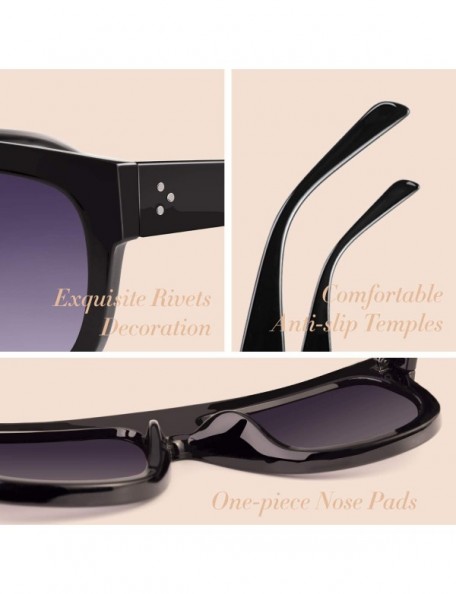 Aviator Fashion Designer Women Sunglasses Oversized Flat Top Square Frame Retro Gradient Lens MOS9 - CD17YK5M309 $12.99